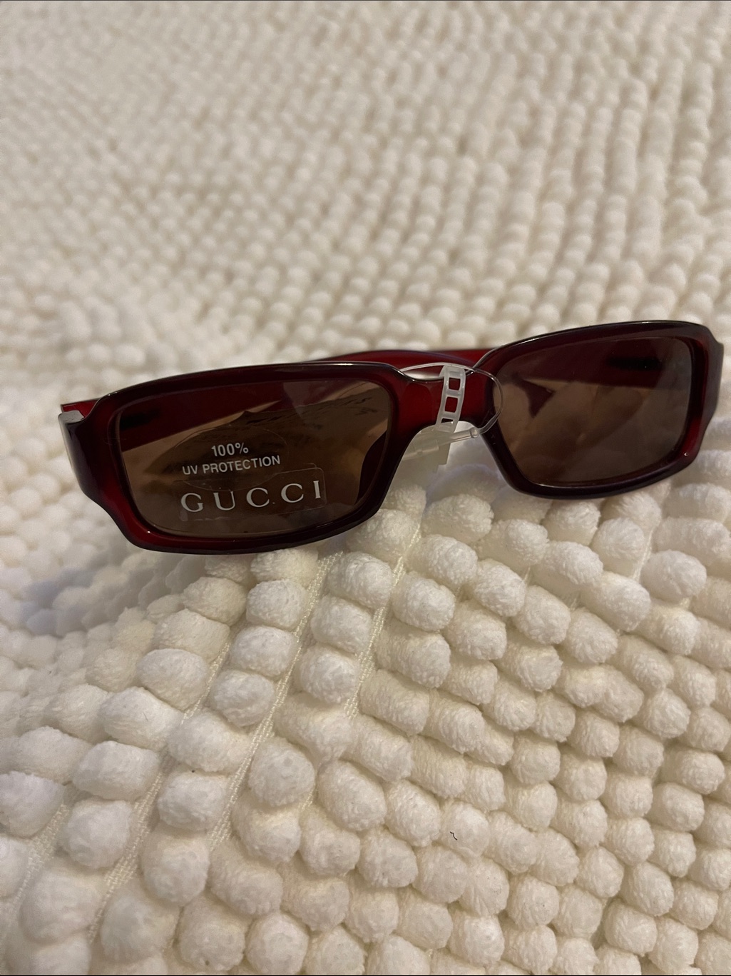 Gucci Burgundy Rectangular Sunglasses